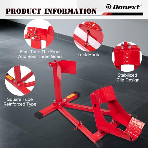 Motorcycle Front Tire Chock, Adjustable Motorcycle Wheel Chock, 1500 lbs Heavy Duty Wheel Stand for 17"- 21" Wheels, Motorbike Front Chock Trailer Stand(Red) - size: 1500lbs for 16"-21" Wheels（triangle）