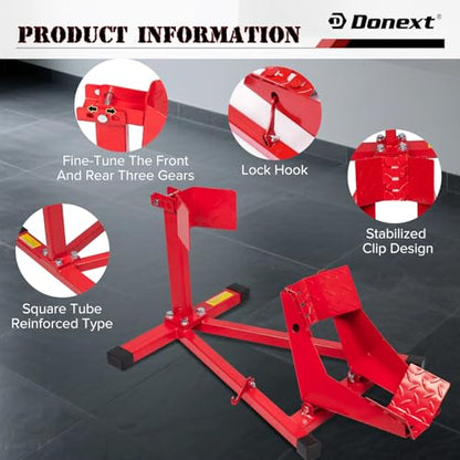 Motorcycle Front Tire Chock, Adjustable Motorcycle Wheel Chock, 1500 lbs Heavy Duty Wheel Stand for 17"- 21" Wheels, Motorbike Front Chock Trailer Stand(Red) - size: 1500lbs for 16"-21" Wheels（triangle）