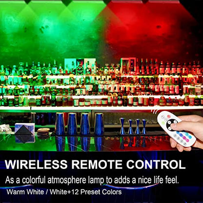 Remote Control RGB Lights Under Cabinet Lighting Rechargeable, 48-LED Wireless Kitchen Counter Lights Closet Light RGB Bar Perfect for Indoor Pantry Display Shelf Hallway 1 Pack, 15 Color Changing - style: 1 Pack
