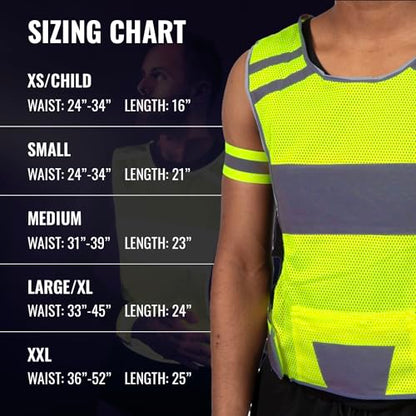 Mesh Reflective Running Vest with Inside Pocket & 2 Bands, Pink Small - color: Yellow, size: Large