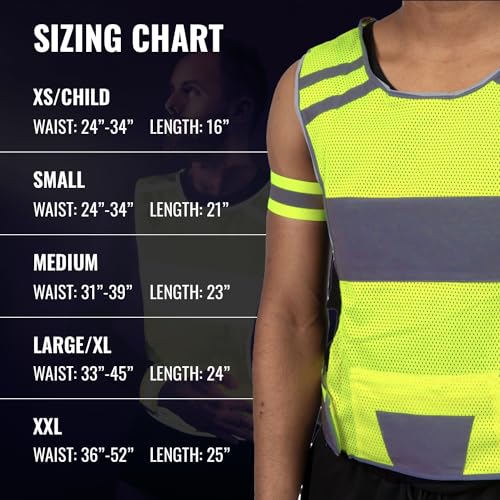 Mesh Reflective Running Vest with Inside Pocket & 2 Bands, Pink Small - color: Yellow, size: Medium