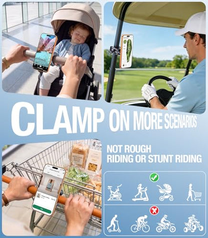 Coolpow Gym Magnetic Phone Holder Mount for MagSafe【Strong Magnets】 Stroller Phone Holder Adjustable Stand Clamp, with Gym Equipment, Stroller, Shopping Cart, Treadmill for iPhone 17 Pro Max 16 15 14