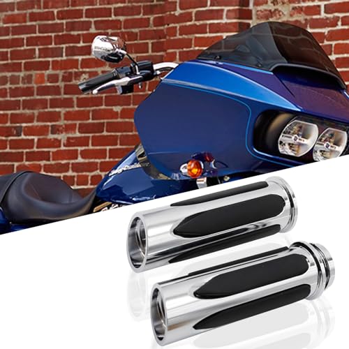 Electronic Throttle Control Grips, Replacement for Harley Davidson Touring, Softail, Dyna Models (Road Glide, Street Glide, Road King, Electra Glide, Fat Boy) - color: Silver