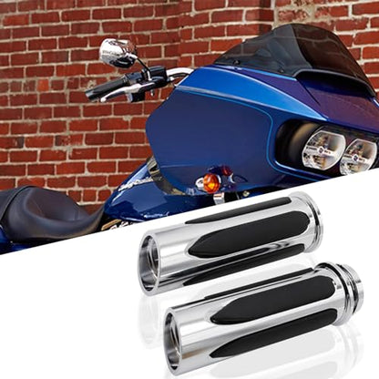 Electronic Throttle Control Grips, Replacement for Harley Davidson Touring, Softail, Dyna Models (Road Glide, Street Glide, Road King, Electra Glide, Fat Boy) - color: Silver