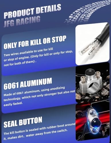 JFG RACING Dirt Bike Engine Stop Start Kill Switch Button CNC with Mounting Backplate Universal for Dirt Pit Bike MX Motocross Supermoto Racing ATV Quad KAYO-Silver - color: Sliver, size: Medium