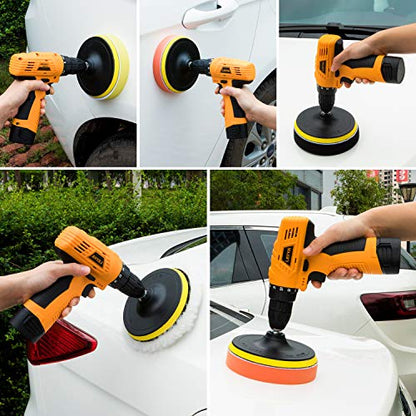 6 Inch Buffing and Polishing Pad Kit 11 PCS with Drill Adapter - size: 6Inch-11PCS