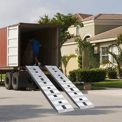 Loading Ramps 6000 Lbs, 2Pcs Folding Powerspots Loading Ramps for Pickup Trucks Bed,Truck Car Auto Trailers Ramps with Load Straps for Motorcycles, ATV/UTV, Lawn Mmowers, Tractors, 60" L x 12" W