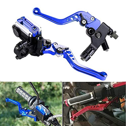 7/8" 22mm Motorcycle Brake Levers Handlebar Brake Reservoir Master Cylinder Clutch Lever Set Compatible with Harley Honda Suzuki Yamaha Blue Motorbike Brake Lever - color: Blue