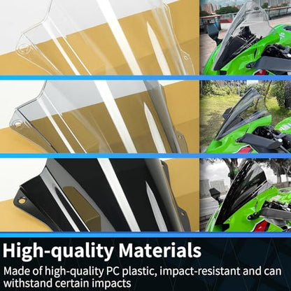 Motorcycle Windscreen Windshield Motorcycle Front Fairing Flyscreen Wind Deflector Windshield Spoiler Compatible with Kawasaki Ninja ZX-4R/4RR 2023 2024 Ninja ZX-25R 2021-2024 (Black Smoke) - color: Black Smoke