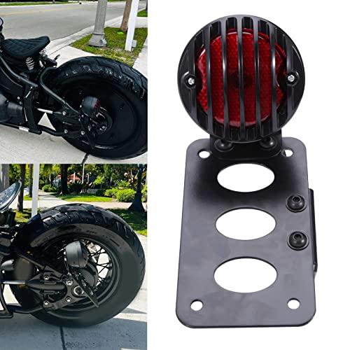 Rich Choices Motorcycle Tail Lights with Side License Plate Bracket Brake Lights Integrated Stop Light Waterproof Aluminum Universal 12V for Sportster 883 1200 Cruiser Bobber Chopper(Black#2) - color: Black#2