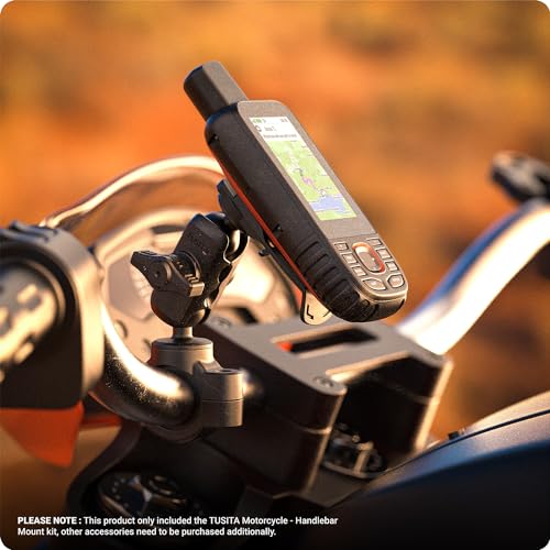 TUSITA Motorcycle GPS Mount - Holder Compatible with Garmin Handheld GPS - Double Socket Arm Handlebar Base - size: Short Arm