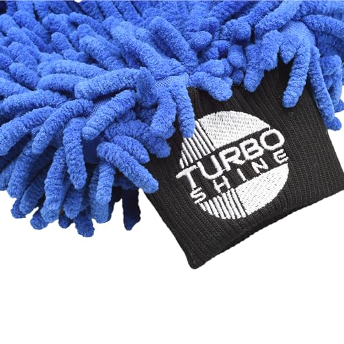 Microfiber Car Wash Mitt, Chenille Noodle Glove for Cars, Trucks, RVs, and Boats, Scratch-Free, Machine Washable, Reusable (1, Blue) - color: Blue