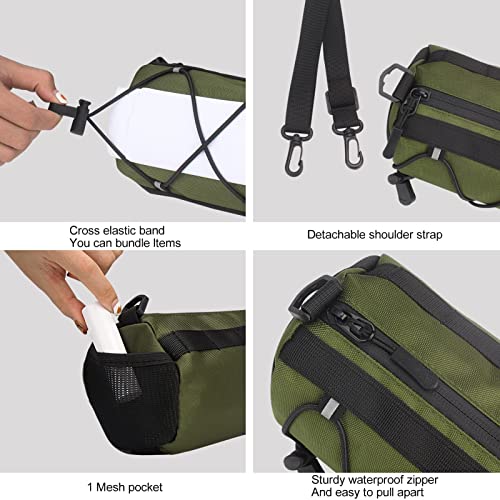 KOSIBATE Bike Handlebar Bag - Bicycle Frame Bag with Shoulder Strap, Mountain & Road Bikes (Green) - color: Green