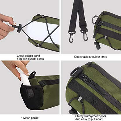 KOSIBATE Bike Handlebar Bag - Bicycle Frame Bag with Shoulder Strap, Mountain & Road Bikes (Green) - color: Green