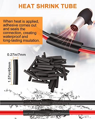 NAOEVO 4 Pin Connector Waterproof, 16 AWG 4 Wire Connectors, Automotive Electrical Male and Female Plug with Heat Shrink Tubing for Car Truck Boat Wire Connection, 6 Kits - size: 4 Pin