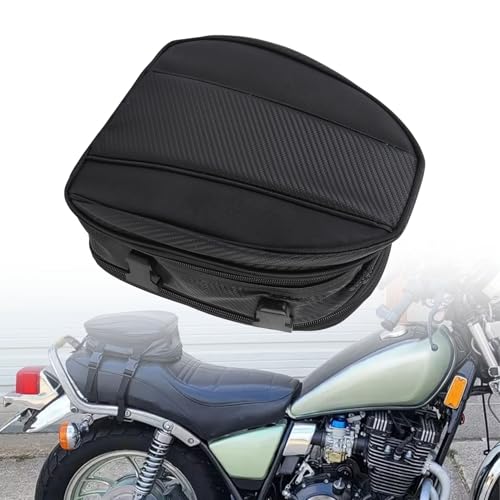 Qqmora Motorcycle Tail Carry Bag Helmet Storage Bag 7.5L to 10L Expandable Seat with Rain Cover for Most Motorcycles