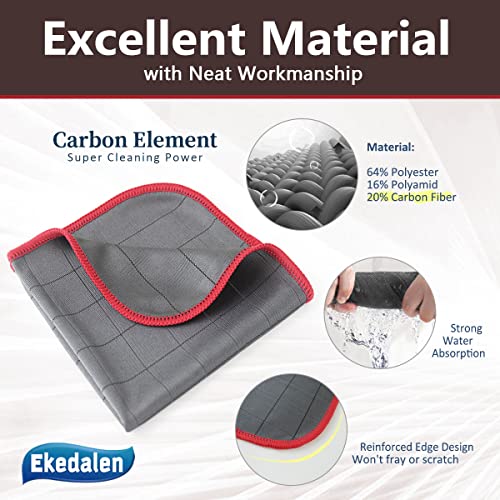 Microfiber Cleaning Cloth Lint Free Glass Cleaner Window Polishing Streak Free Miracle Easy Clean Rag Reusable for Mirror Kitchen Dish Auto Detailing, Pack of 6, 16"x12", Grey-red - color: Grey-red, 12 X 16 Inch