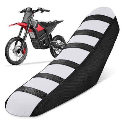 Electric Dirt Bike Seat Cover for Yozma In 10 E-Bike Non-Slip Soft Cushion Black - color: black background white stripes