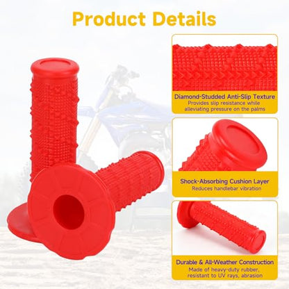 HIAORS 7/8 Handlebar Grips Compatible with 50cc 70cc 125cc 150cc TTR90 TTR110 TTR125 PW80 CRF50 XR50 CRF70 CRF125 KLX250 SSR125 TaoTao Apollo Pit Dirt Bikes Yozma In10 E Bike Motorcycles Parts Red - color: red