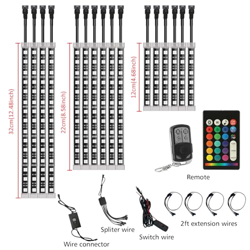 SUNPIE Motorcycle Underglow LED Light Kit 16 Pieces with Smart Brake & Turn Signal Sync 12V IP67 Waterproof RGB Neon Glow Enhanced Night Riding Safety for Harley Kawasaki Suzuki Indian All Motorcycles - color: RGB-16PCS Update