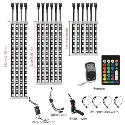 SUNPIE Motorcycle Underglow LED Light Kit 16 Pieces with Smart Brake & Turn Signal Sync 12V IP67 Waterproof RGB Neon Glow Enhanced Night Riding Safety for Harley Kawasaki Suzuki Indian All Motorcycles - color: RGB-16PCS Update