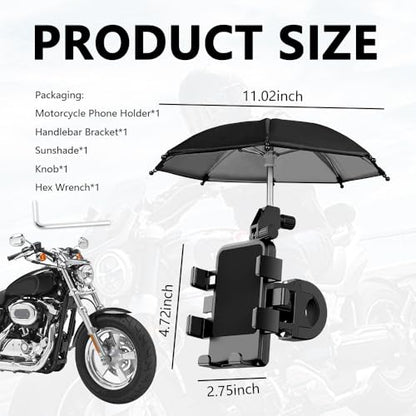 2026 New Motorcycle Phone Holder Mount,360° Rotatable Motorcycle Phone Mount with Sunshade Design for Phones Navigation,Portable Phones Holder for Motorcycles Handlebar