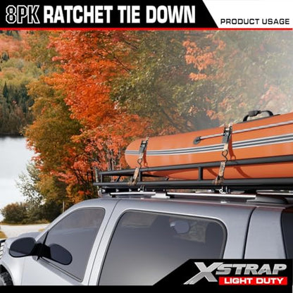 XSTRAP STANDARD 8-Pack Ratchet Tie Down Straps, 1" x 10ft, 900lb Break Strength Heavy Duty Straps for Motorcycles, ATVs, Lawn Equipment, Appliances & Truck Cargo - Camouflage - color: Camouflage