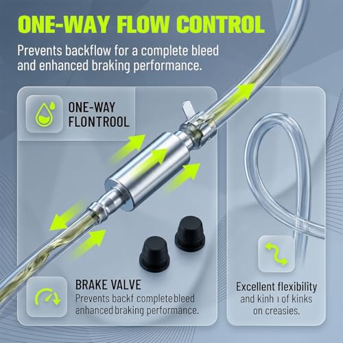 2PCS Motorcycle Brake Bleeder Hose, Motorbike Brake Fluid Flush Kit with One Way Check Valve Clip, Motocross Clutch Stop System Bleeding Tools, Universal for Motorbike