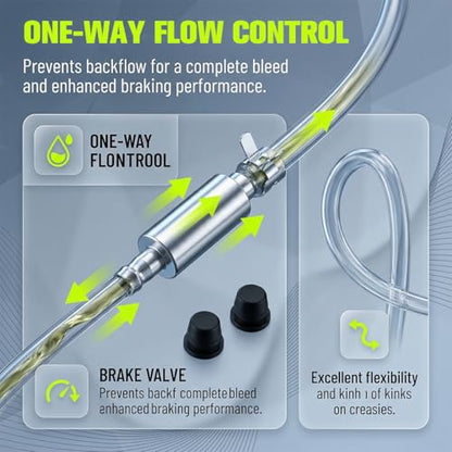 2PCS Motorcycle Brake Bleeder Hose, Motorbike Brake Fluid Flush Kit with One Way Check Valve Clip, Motocross Clutch Stop System Bleeding Tools, Universal for Motorbike