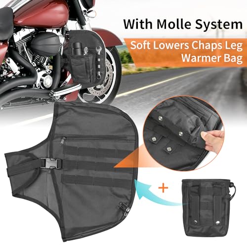 AUFER Highway Crash Bar Cover Soft Lowers Chaps Leg Warmer bag With Tactical Military Water Bottle Pouch Compatible With For Harley Touring Street Glide Road King Road Glide Electra Glide 1980-2024 - size: Engine Guard Cover + Water Cup Bag