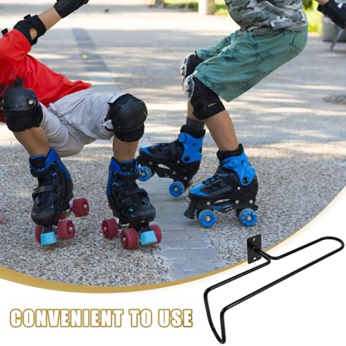 MAGICLULU Roller Skating Rack Wall Mount Steel Paint Black Skates Hanger Rack with 6mm Diameter Stable Support for Ice Skates Storage Organizer for Home and Sports Venues