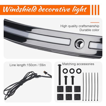 LED Running Turn Signal Light Windshield Windscreen Trim Fit for Harley 2014+Touring Electra Glide Street Glide Ultra Limited (Black Windshield Trim, LED Running/Turn Signal, Smoke Lens) - color: Black