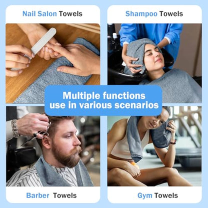 Puomue Grey Salon Towels, Super Soft and Absorbent Microfiber Hair Towel for Salon, Bath, Spa, Pool and Home, 27 inch X 16 inch (Grey - 6 Pack) - color: Grey - 6 Pack