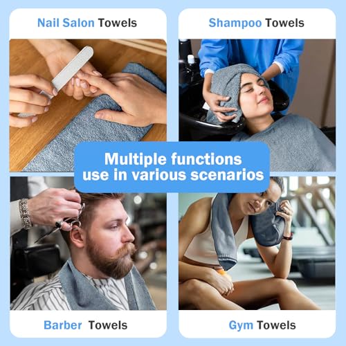 Puomue Grey Salon Towels, Super Soft and Absorbent Microfiber Hair Towel for Salon, Bath, Spa, Pool and Home, 27 inch X 16 inch (Grey - 24 Pack) - color: Grey - 24 Pack