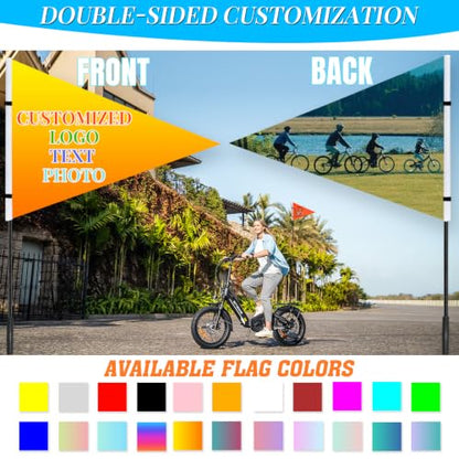Personalized Bike Safety Flag with Pole - 6-Foot Adjustable Pole, Custom Safety Flag for Kids, Bicycles and Golf Carts (Triangular flag 1-1PC) - color: Triangular flag 1 - 1PC