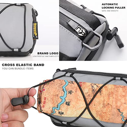 Rhinowalk Bike Handlebar Bag, Bicycle Front Bag Shoulder Bag Storage Bag with Shoulder Strap for Road Mountain Bike Cycling Travel - color: Reflective Grey