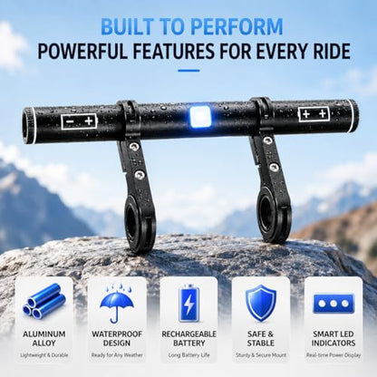 Multifunctional Bicycle Extension Bracket with Power Bank, Handlebar Extender for Phone, GPS, Speedometer and Bike Light