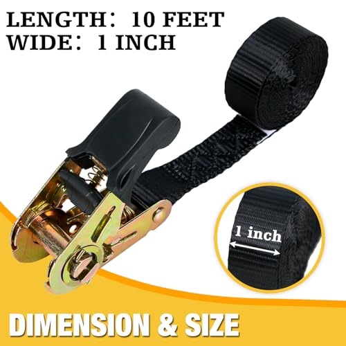 Endless Retractable Ratchet Straps 1650 lb Break Strength 1" x 10 Ft (No Hooks)Tie Down Strap Rope Travel Trailer/RV Motorcyle,Car Cargo Ropes for tieing up Stuff,Case,Water Tank to Roof Rack,or Trees - size: 1in x 10ft-2p