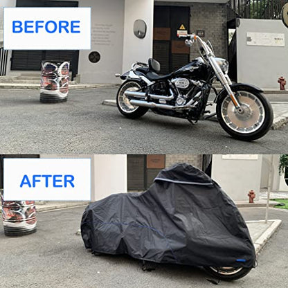 FENRIR 96" Motorcycle Cover Waterproof Outdoor Storage Exhaust Pipe Anti-Scalding Compatible with Harley Davidson Softail Fat bob Fat boy Low Rider Breakout Indian Scout Chief Shadow Vulcan Boulevard - size: 96.45"X41.33"X49.21" Cruiser