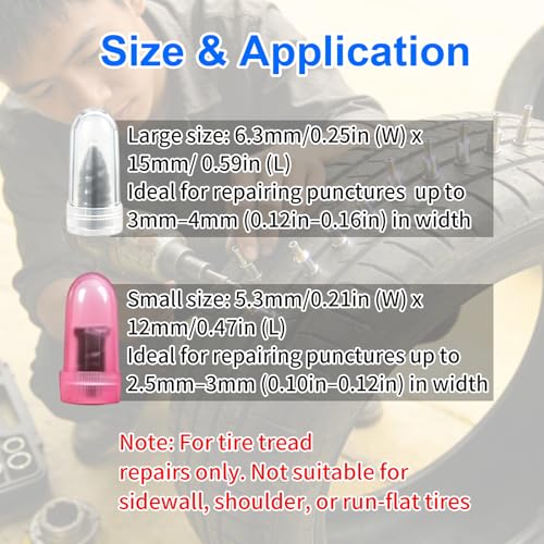 100PCS Tire Screw Plug Repair Kit,No Tire Removal Needed & Self-Service Tire Screw Plug Repair Kit,Tire Sidewall Repair Kit,Quick Repairing Tires Puncture for Cars,SUV,Trucks and Motorcycles