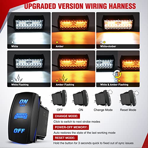 Nilight 16AWG Strobe Light Wiring Harness Kit 2 Leads Customized for 6 Modes Amber White Strobe Lights LED Work 12V 40A On Off 8 Pin Switch Modes Changing Memory Reset Function - size: 2 Leads-5PIN Switch--Wiring Harness