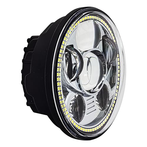 Eagle Lights 8900CG3H-SCOUT Indian Scout Motorcycle Headlight with White Halo Ring, Fits 2015+ Scout 60, Scout and Bobber, Chrome - color: Chrome with Halo Ring