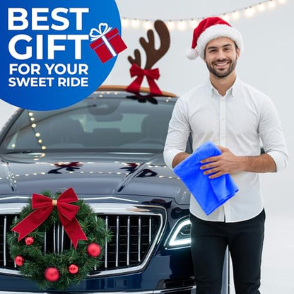 Premium 2pk +1 Free Shammy Cloth for Car Drying - 26"x17" - Super Absorbent Chamois Towel - Scratch-Free, Reusable & Soft Wash Cloth - Car Drying Towels - color: Yellow, Blue, Blue