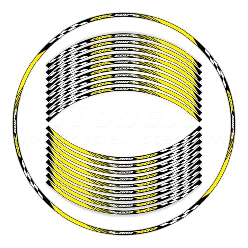 CBR 17 inch Wheel Rim Stickers Decals Tape Compatible with CBR600RR 2003-2025 F5 Motorcycle Reflective Rim Tapes Sticker Stripe (Yellow) - color: Yellow