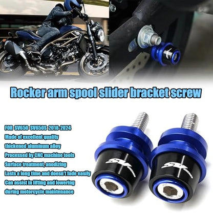 FOR SV650 SV650S 2024 CNC Aluminum Alloy 8MM Swingarm Spools Slider Stand Screw sv650 sv650s 2018-2024 Motorcycle Accessories (Black) - color: Black