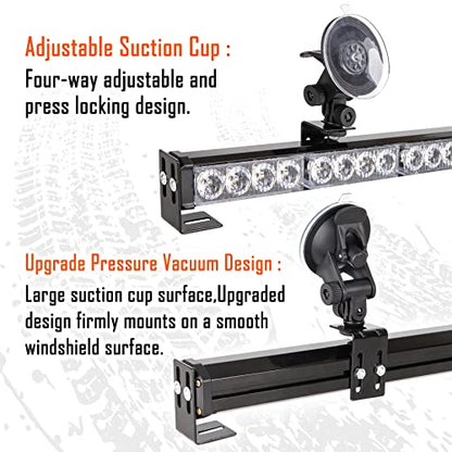 Amber/Blue Emergency Strobe Light Bar 36 In 13 Flash Patterns Traffic Advisor Warning Hazard Windshield Safety Lights Bar with Cigar Lighter for Police Vehicles, Truck (35.5 Inch, Yellow/Blue 32 Led) - color: Amber/Blue
