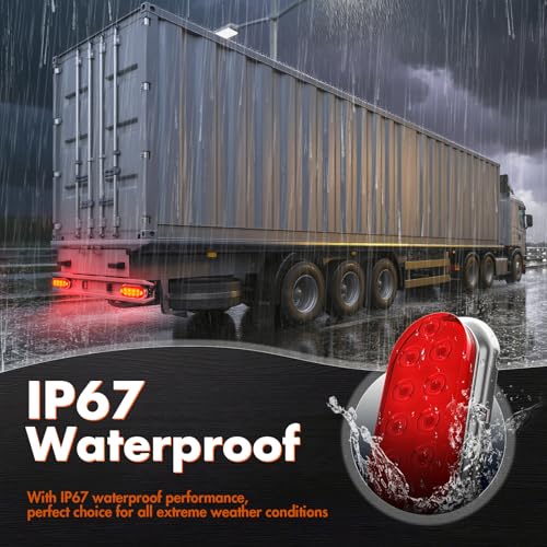 Alopee 2-Pack 6 Inch Oval Led Trailer Tail Lights Enclosed Submersible Utility Trailer Brake Lights for Semi-Truck RV Camper Boat Car Tractor Motorcycle Rear Side Marker Clearance Running Lighting - size: 6 Inch-Oval Trailer Tail Light