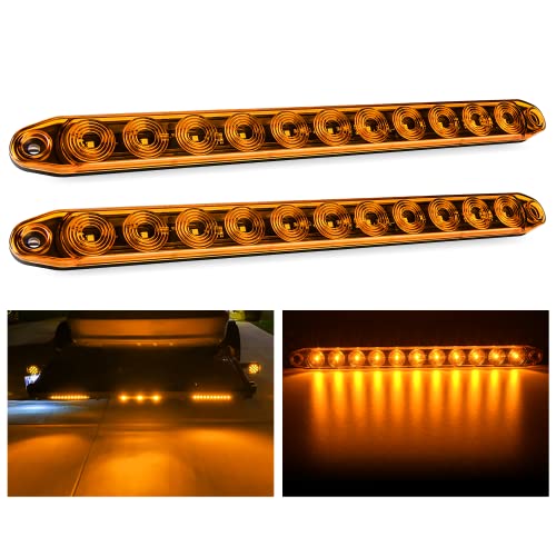 Nilight 16Inch Trailer Marker ID Bar 2PCS 11 LED Amber Turn Signals Tail Light DOT Compliant IP65 Waterproof for Truck Trailers Cargo Carriers - color: 2Pcs 16" Amber 11LED