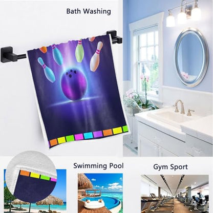 Naanle Chic Colors Bowling Balls Print Soft Absorbent Guest Hand Towels for Bathroom, Hotel, Gym and Spa (16 x 30 Inches) - color: Bowling Bowl