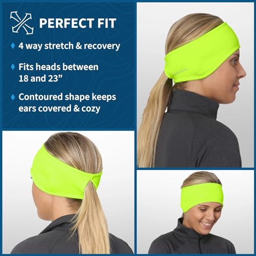 TrailHeads Womens Ponytail Headband - Moisture Wicking Hair Headband for Running, Winter, Workout - Athletic Headband Women - color: hi-vis